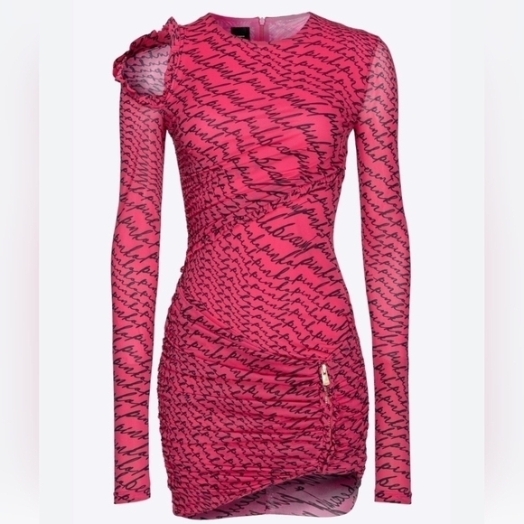 Pinko's mini dress fluid logo pink M Y2K - Picture 1 of 8